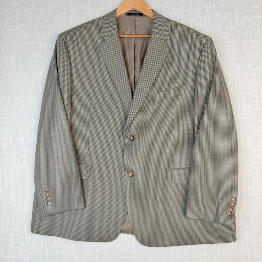 Ralph Lauren Blazer Jacket Sport Coat Houndstooth Jacket Silk Wool Sz 48 Short